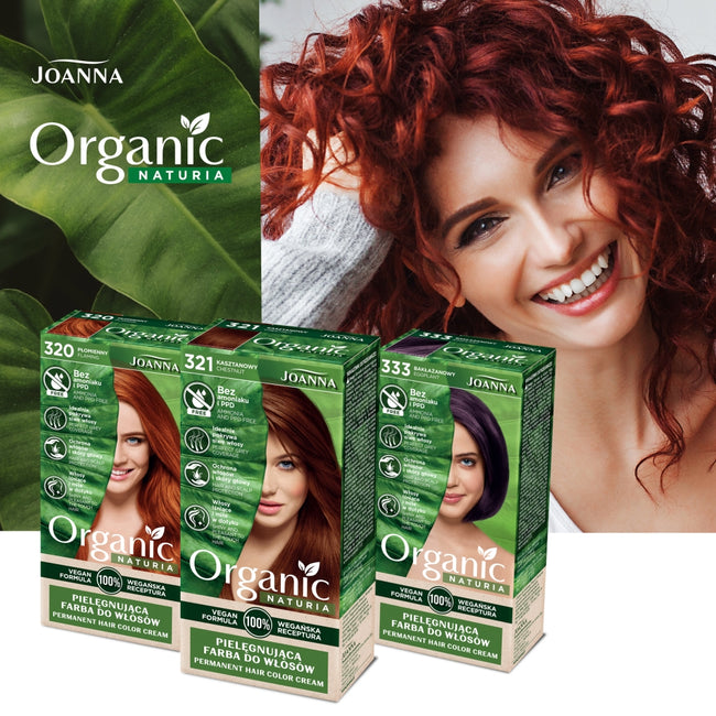 Joanna Naturia Organic pielęgnująca farba do włosów 333 Bakłażanowy