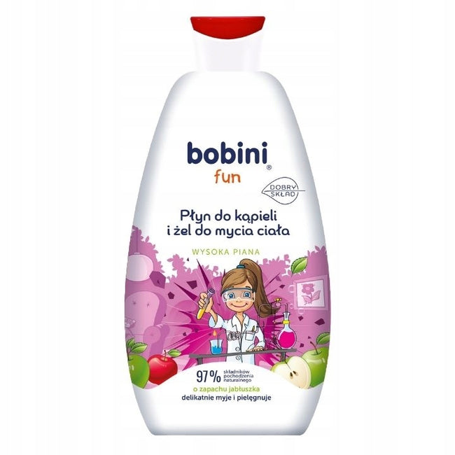 Bobini Fun płyn do kąpieli i żel do mycia ciała o zapachu jabłuszka 500ml