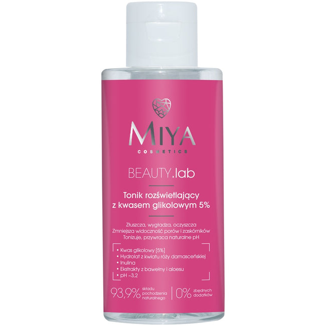 Miya Cosmetics BEAUTY Lab tonik rozświetlający z kwasem glikolowym 5% 150ml