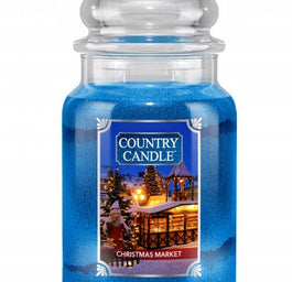 Country Candle Duża świeca zapachowa z dwoma knotami Christmas Market 680g