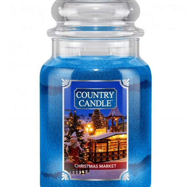 Country Candle Duża świeca zapachowa z dwoma knotami Christmas Market 680g