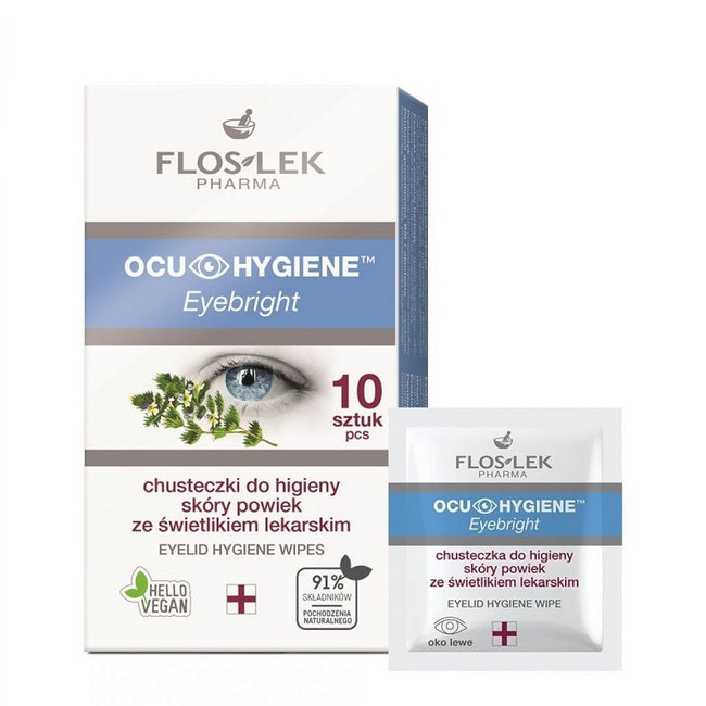 Floslek Ocu Hygiene Eyebright chusteczki do higieny skóry powiek ze świetlikiem lekarskim 10szt