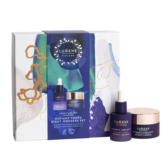 Lumene Nordic Ageless Ajaton Radiant Youth Night Wonders zestaw Radiant Youth Night Elixir 30ml + Radiant Youth Night Cream 50ml
