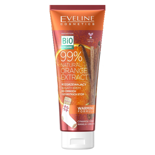 Eveline Cosmetics 99% Natural Orange Extract rozgrzewający bogaty krem do zimnych i szorstkich stóp 75ml