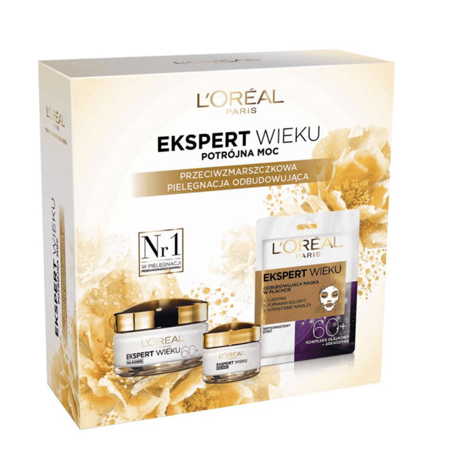L'Oreal Paris Ekspert Wieku 60+ zestaw krem na dzień 50ml + krem pod oczy 15ml + maska w płachcie 30g