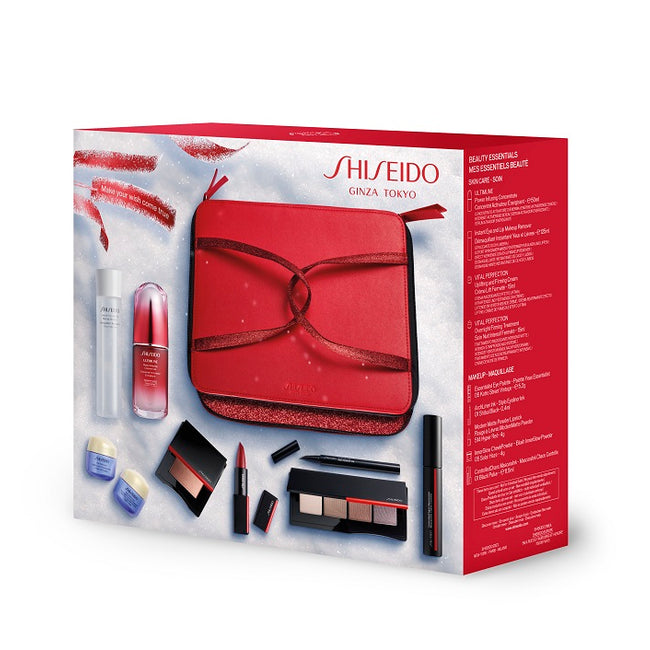 Shiseido Beauty Essentials zestaw Color Makeup 5szt + Ultimune Power Infusing Concentrate 50ml + Instant Eye and Lip Makeup Remover 125ml + Vital Perfection 2x15ml + kosmetyczka