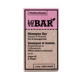 Love Bar Shampoo Bar szampon w kostce do włosów suchych i zniszczonych Olej Arganowy & Imbir 2x30g