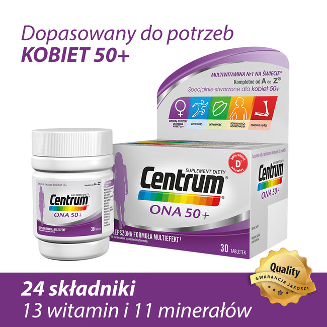 Centrum Ona 50+ witaminy i minerały dla kobiet po 50. roku życia suplement diety 30 tabletek