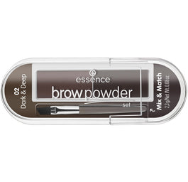 Essence Brow Powder Set zestaw do stylizacji brwi z pędzelkiem 02 Dark & Deep 2.3g