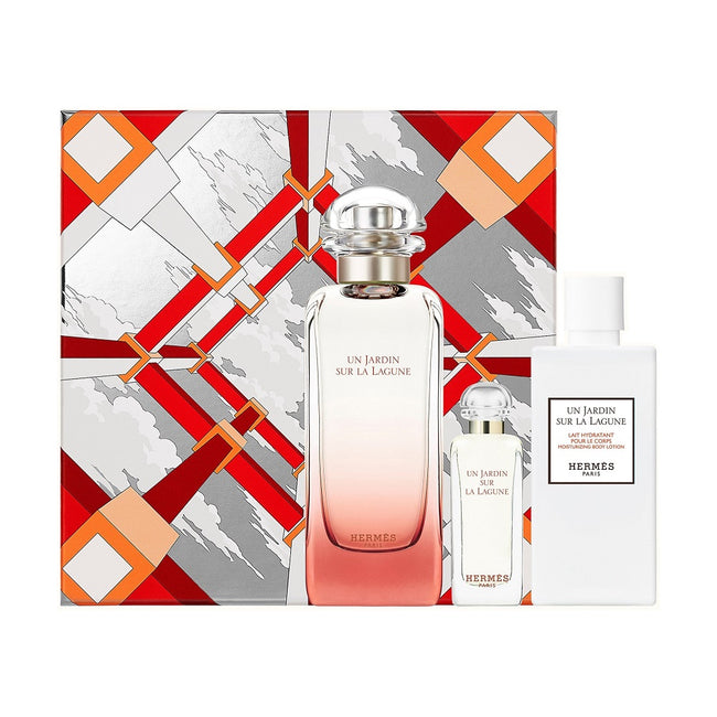 Hermes Un Jardin Sur La Lagune zestaw woda toaletowa spray 100ml + miniatura wody toaletowej 7.5ml + balsam do ciała 80ml