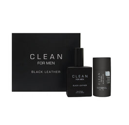 Clean For Men Black Leather zestaw woda toaletowa spray 100ml + dezodorant sztyft 75g