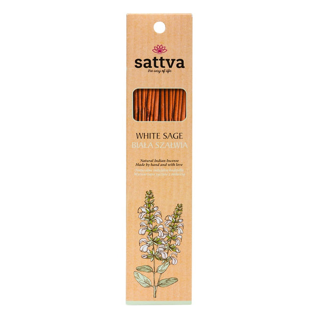 Sattva Natural Indian Incense naturalne indyjskie kadzidełko Biała Szałwia 15szt