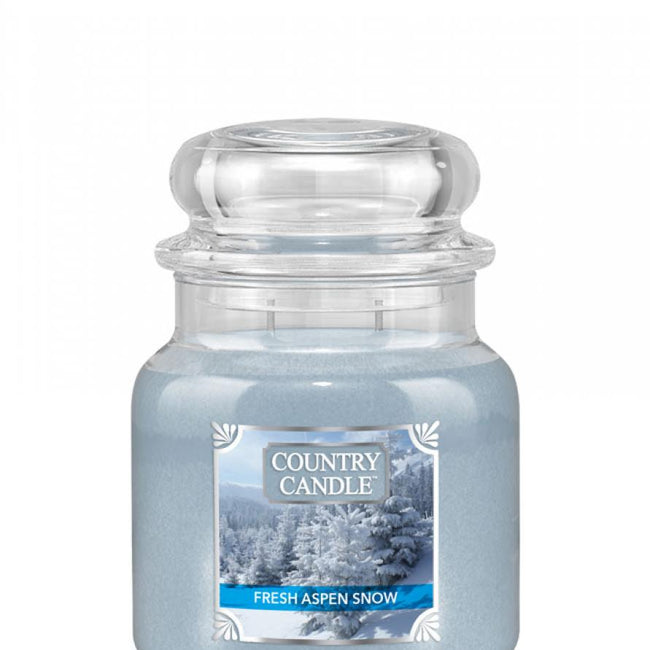Country Candle Średnia świeca zapachowa z dwoma knotami Fresh Aspen Snow 453g
