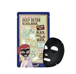 DEWYTREE Deep Detox Black Sheet Mask głęboko detoksykująca maska w płachcie z pyłem wulkanicznym 30g