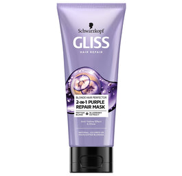 Gliss Blonde Hair Perfector 2-in-1 Purple Repair Mask maska do naturalnych farbowanych lub rozjaśnianych blond włosów 200ml