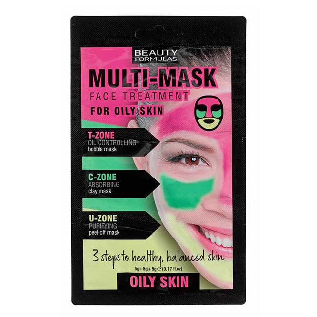Beauty Formulas Multi Mask Face Treatment zabieg na twarz do cery tłustej 3x5g