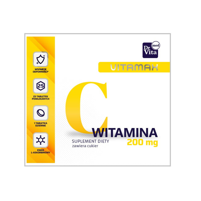 Dr Vita Vitamax Witamina C 200 mg suplement diety 25 tabletek powlekanych