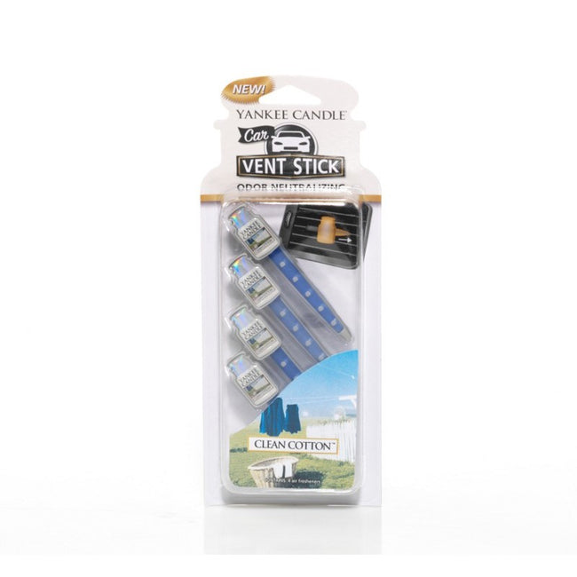 Yankee Candle Car Vent Stick odświeżacz do samochodu Clean Cotton 4szt.
