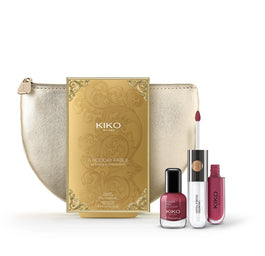 KIKO Milano A Holiday Fable All Is Bright Longwear Kit 02 Elegant Allure zestaw dwuetapowa płynna pomadka do ust 6ml + lakier do paznokci 11ml + kosmetyczka