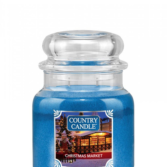 Country Candle Średnia świeca zapachowa z dwoma knotami Christmas Market 453g