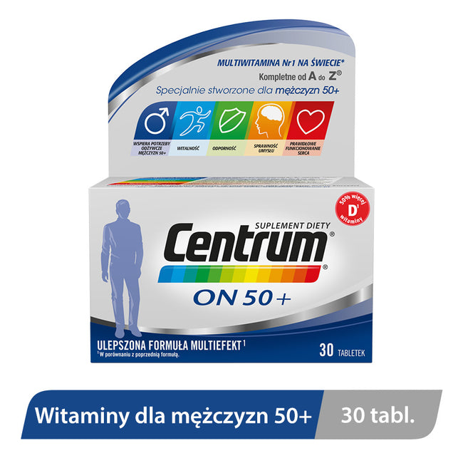 Centrum On 50+ witaminy i minerały dla mężczyzn po 50. roku życia suplement diety 30 tabletek