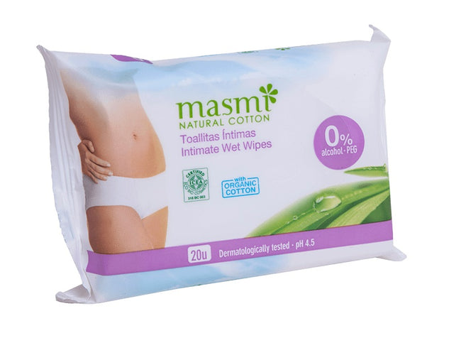 Masmi Natural Cotton wilgotne chusteczki do higieny intymnej 20szt