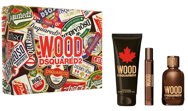 Dsquared2 Wood Pour Homme zestaw woda toaletowa spray 100ml + miniatura wody toaletowej 10ml + żel pod prysznic 150ml