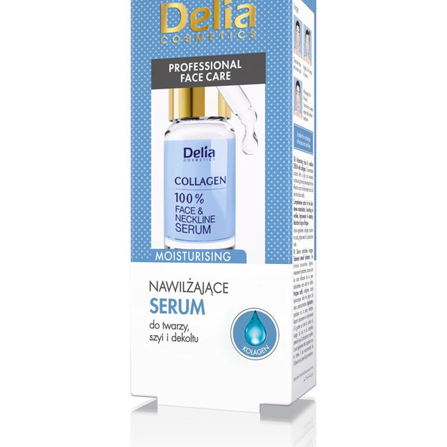 Delia Professional Face Care nawilżające serum do twarzy szyi i dekoltu Kolagen 10ml