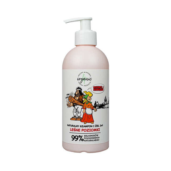 4organic Kajko i Kokosz naturalny szampon i żel do mycia dla dzieci 2w1 Leśne Poziomki 350ml