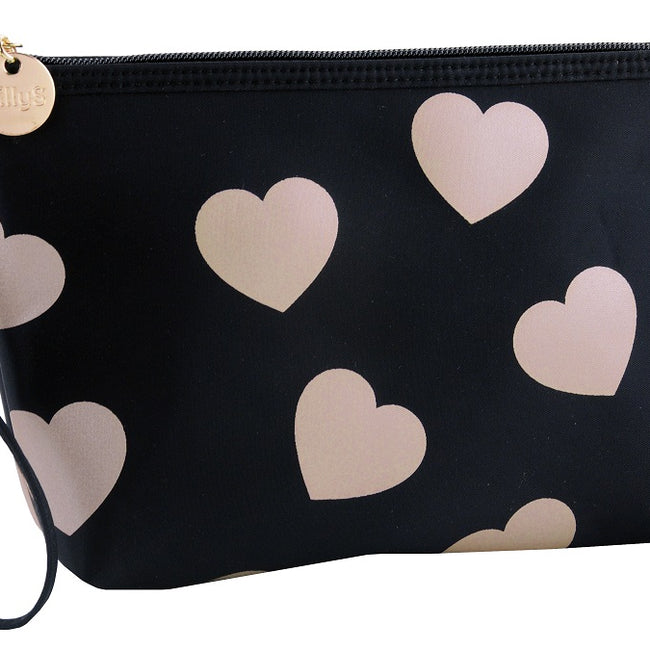 Inter Vion Romantic Hearts kosmetyczka średnia Czarna