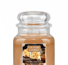 Country Candle Średnia świeca zapachowa z dwoma knotami Caramel Chocolate 453g