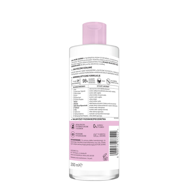AA Pure Derma kojące mleczko do demakijażu 200ml