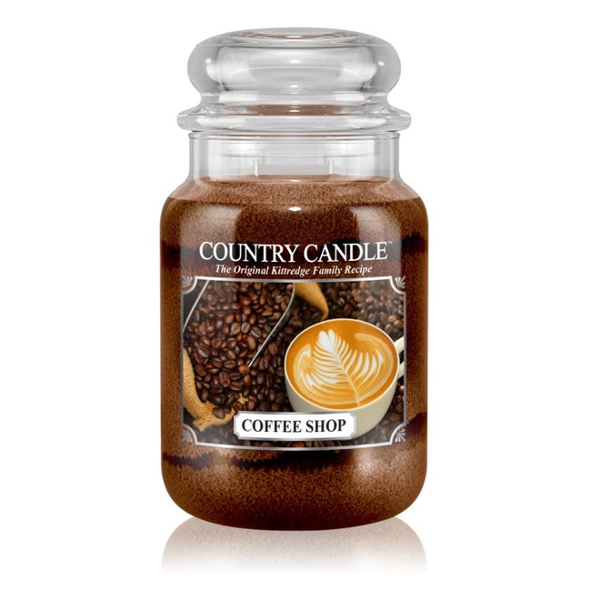 Country Candle Duża świeca zapachowa z dwoma knotami Coffee Shop 652g