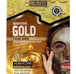 Beauty Formulas Gold Facial Mask złota maseczka odżywcza w płachcie o strukturze plastra miodu 1szt.