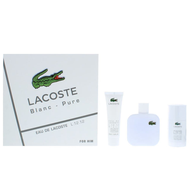 Lacoste Lacoste L.12.12 Blanc zestaw woda toaletowa spray 100ml + żel pod prysznic 50ml + dezodorant sztyft 75ml