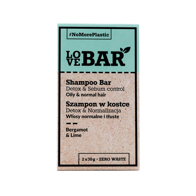 Love Bar Shampoo Bar szampon w kostce do włosów normalnych i tłustych Bergamotka & Limonka 2x30g
