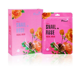 Moods Snail Rose Facial Mask maska w płachcie z ekstraktem ze śluzu ślimaka i ekstraktem z róży japońskiej dla cery dojrzałej i trądzikowej 8+2szt 38g