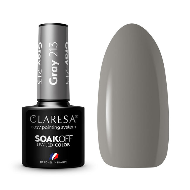 Claresa Soak Off UV/LED Gray lakier hybrydowy 213 5g